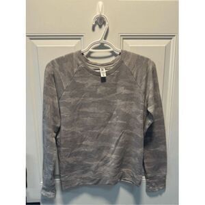 Athleta Girl Gray Camo Split Back Crewneck Sweatshirt Size XL‎
